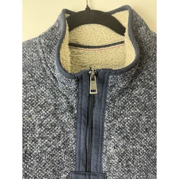 Orvis Pullover Sweater Jacket Blue Sherpa Lined Fleece Men’s Size Large Warm - Picture 3 of 13